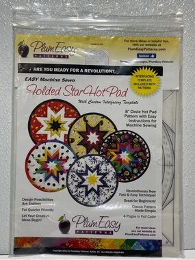 5/$25 PlumEasy Folded Star Hot Pad Pattern and Project Interfacing for 10 Stars